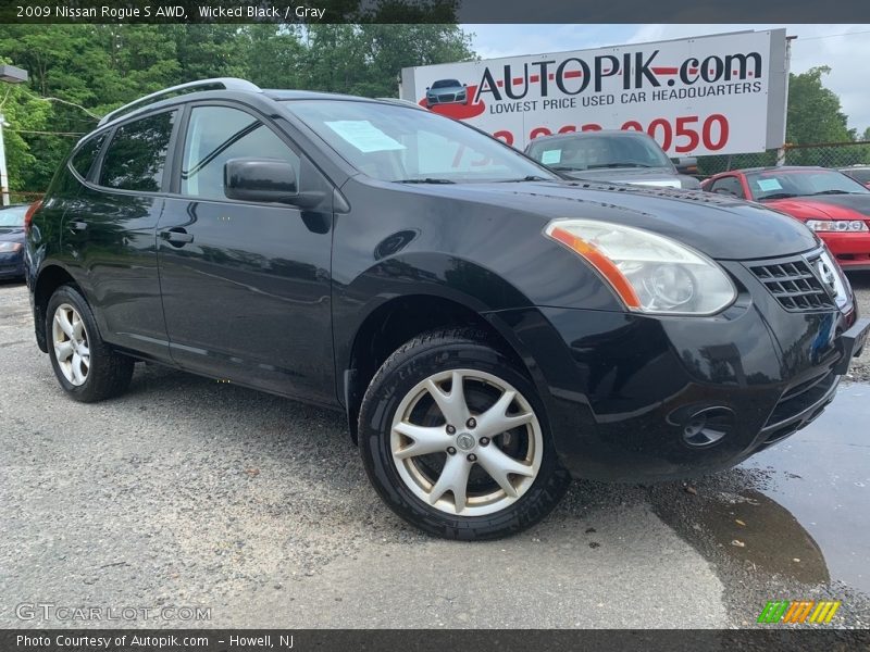 Wicked Black / Gray 2009 Nissan Rogue S AWD