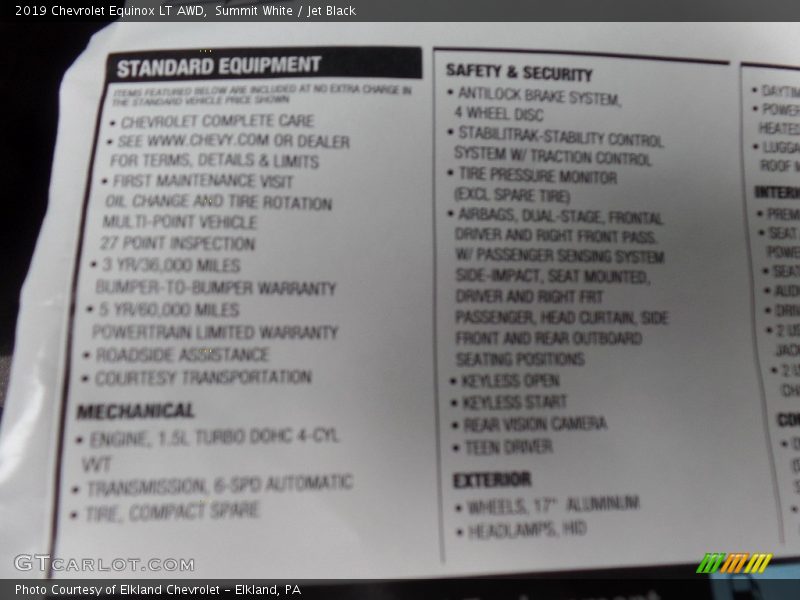 Summit White / Jet Black 2019 Chevrolet Equinox LT AWD