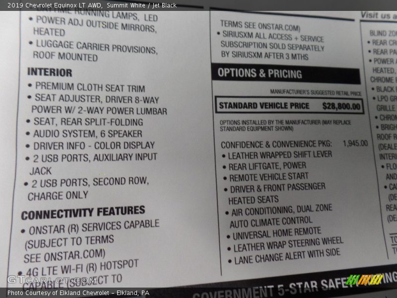 Summit White / Jet Black 2019 Chevrolet Equinox LT AWD