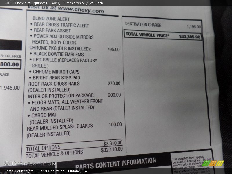 Summit White / Jet Black 2019 Chevrolet Equinox LT AWD