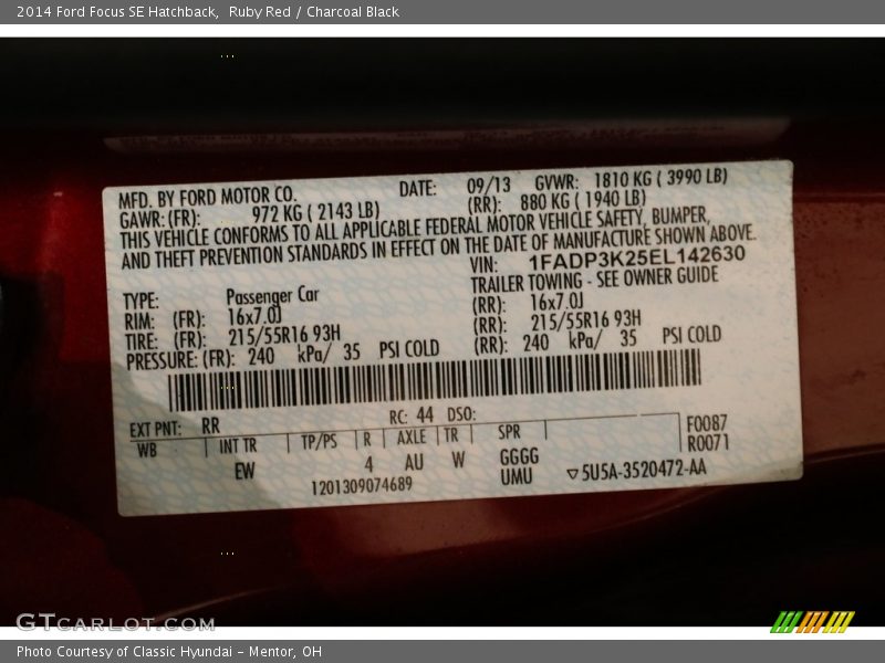 Ruby Red / Charcoal Black 2014 Ford Focus SE Hatchback
