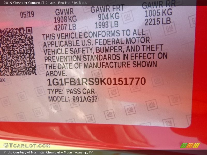Red Hot / Jet Black 2019 Chevrolet Camaro LT Coupe