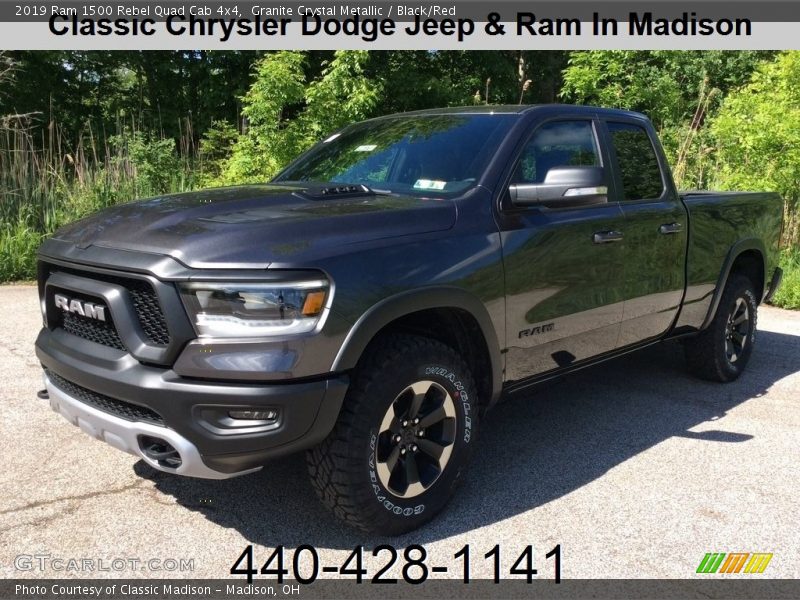 Granite Crystal Metallic / Black/Red 2019 Ram 1500 Rebel Quad Cab 4x4