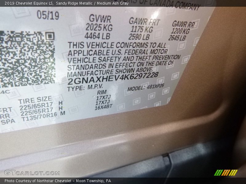 Sandy Ridge Metallic / Medium Ash Gray 2019 Chevrolet Equinox LS