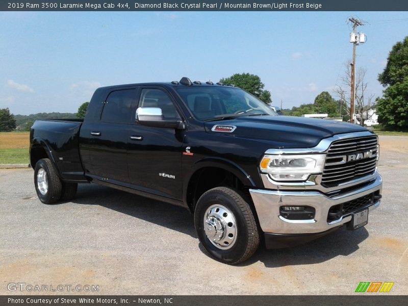 Diamond Black Crystal Pearl / Mountain Brown/Light Frost Beige 2019 Ram 3500 Laramie Mega Cab 4x4