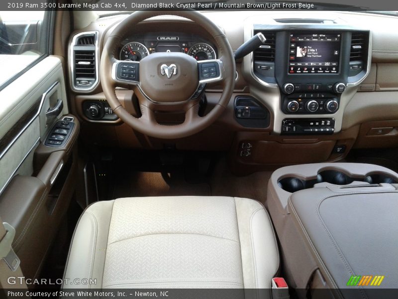 Diamond Black Crystal Pearl / Mountain Brown/Light Frost Beige 2019 Ram 3500 Laramie Mega Cab 4x4
