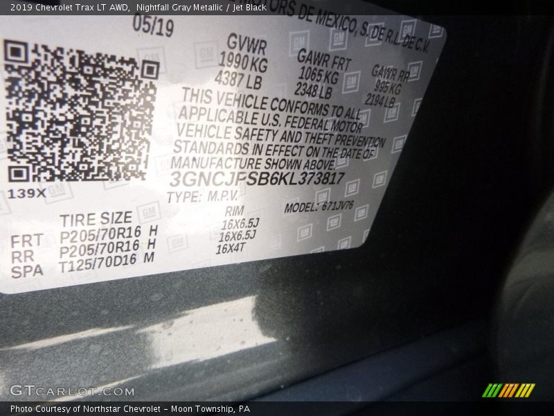 Nightfall Gray Metallic / Jet Black 2019 Chevrolet Trax LT AWD