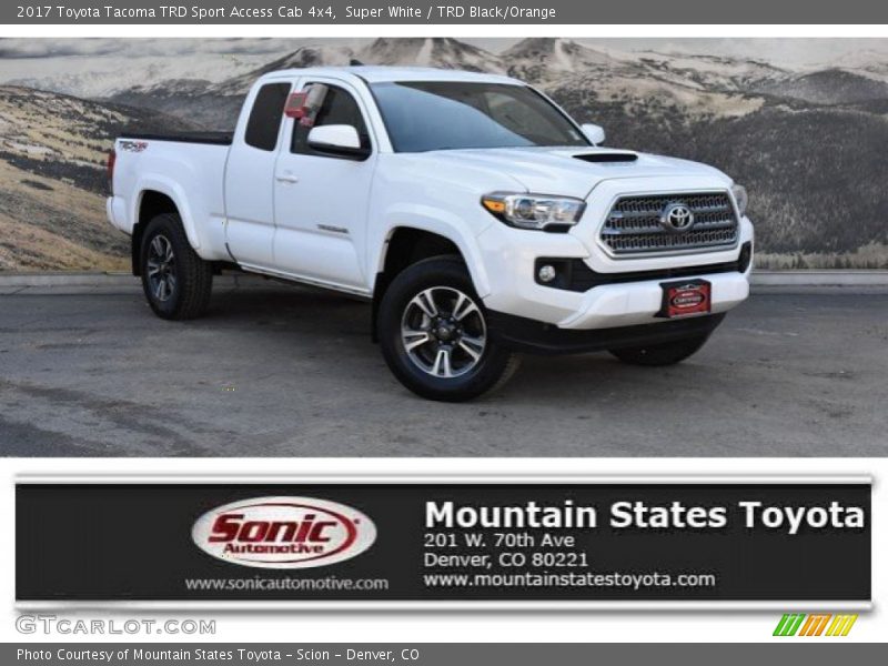 Super White / TRD Black/Orange 2017 Toyota Tacoma TRD Sport Access Cab 4x4