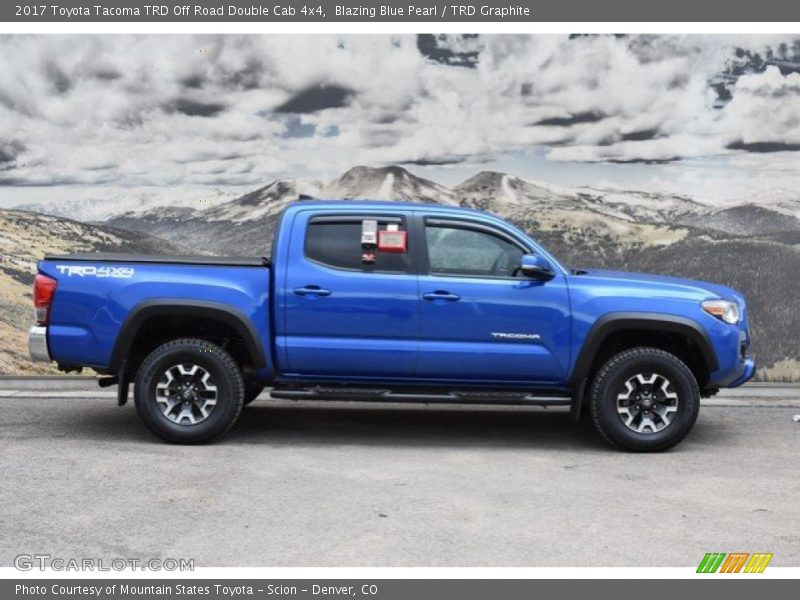 Blazing Blue Pearl / TRD Graphite 2017 Toyota Tacoma TRD Off Road Double Cab 4x4