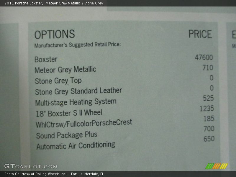 Meteor Grey Metallic / Stone Grey 2011 Porsche Boxster