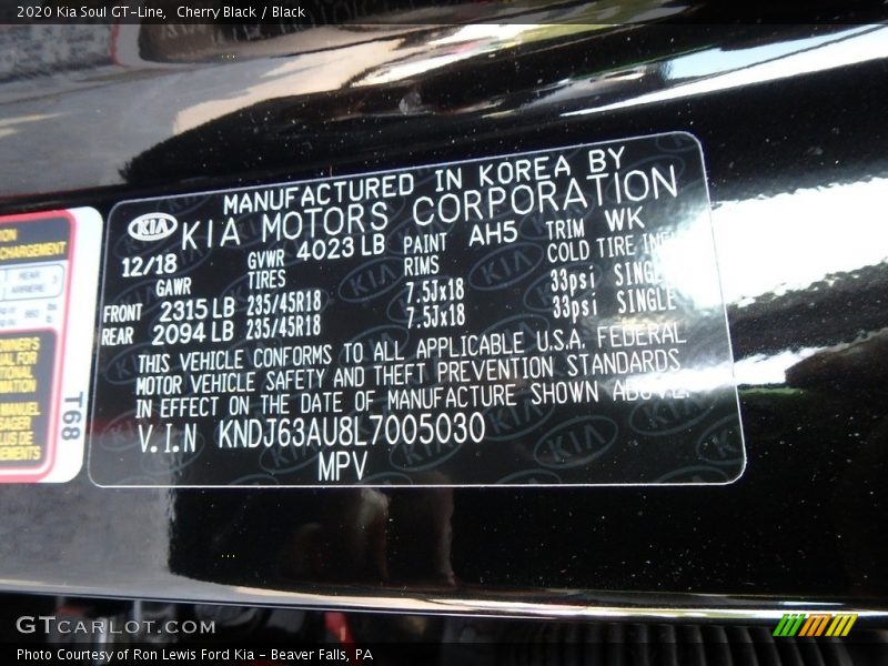Cherry Black / Black 2020 Kia Soul GT-Line