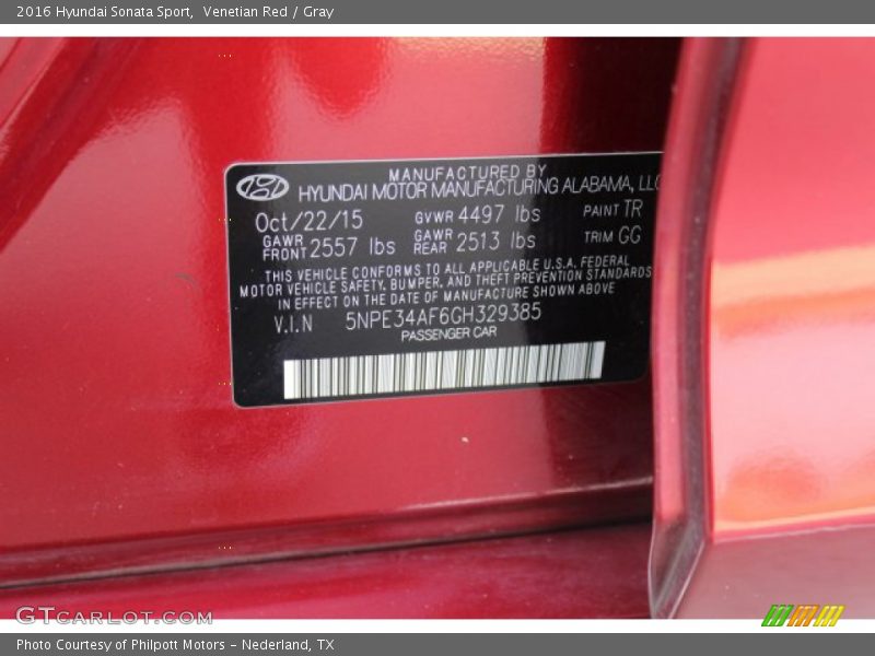 Venetian Red / Gray 2016 Hyundai Sonata Sport