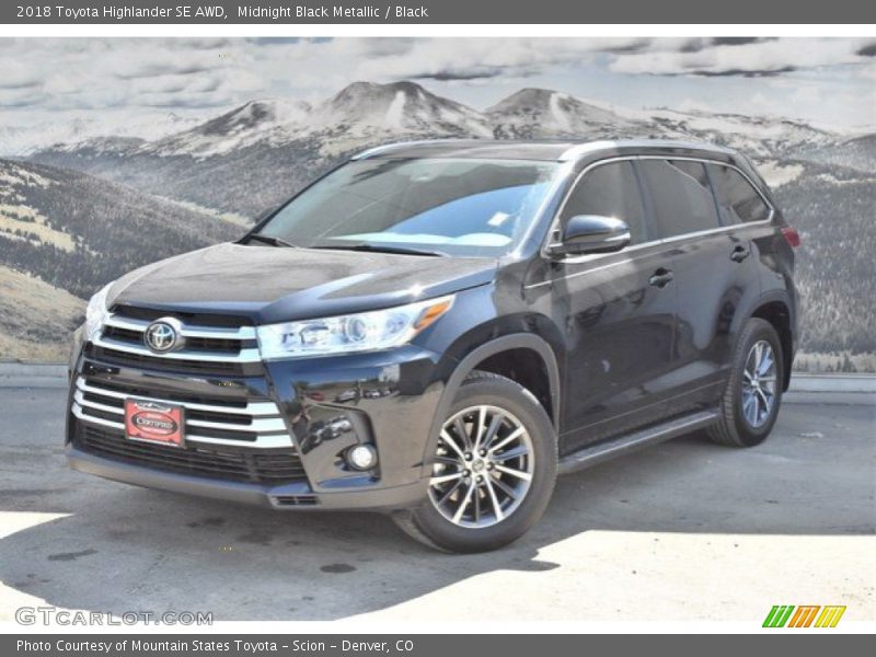 Midnight Black Metallic / Black 2018 Toyota Highlander SE AWD