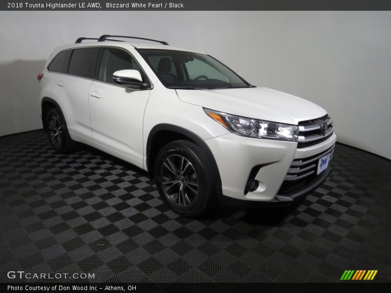 Blizzard White Pearl / Black 2018 Toyota Highlander LE AWD