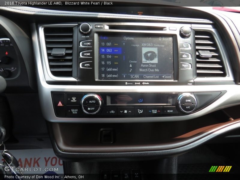 Blizzard White Pearl / Black 2018 Toyota Highlander LE AWD