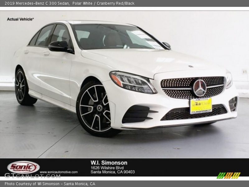 Polar White / Cranberry Red/Black 2019 Mercedes-Benz C 300 Sedan