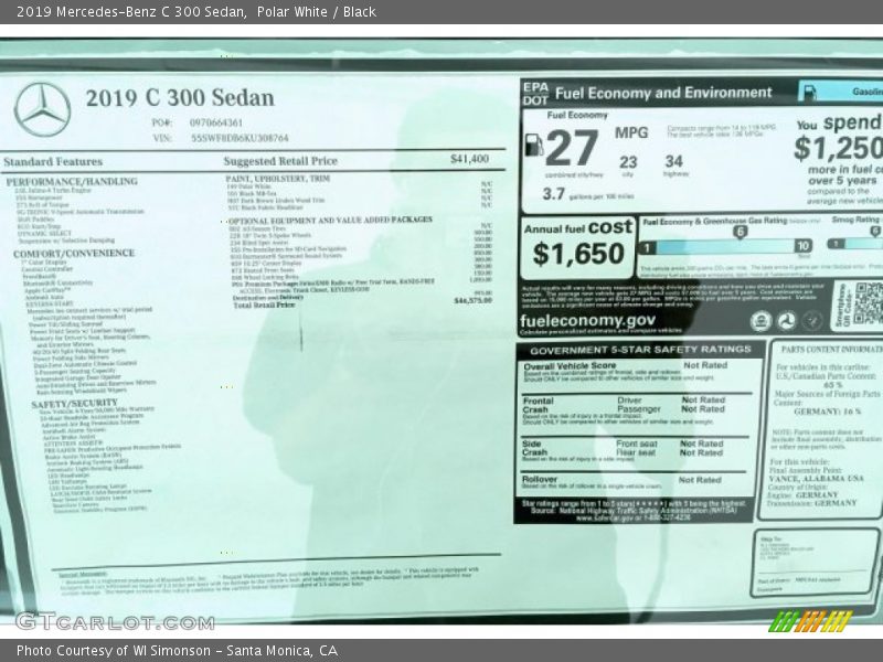 Polar White / Black 2019 Mercedes-Benz C 300 Sedan