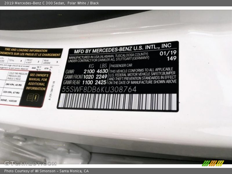 Polar White / Black 2019 Mercedes-Benz C 300 Sedan