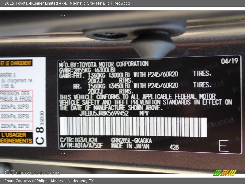 Magnetic Gray Metallic / Redwood 2019 Toyota 4Runner Limited 4x4