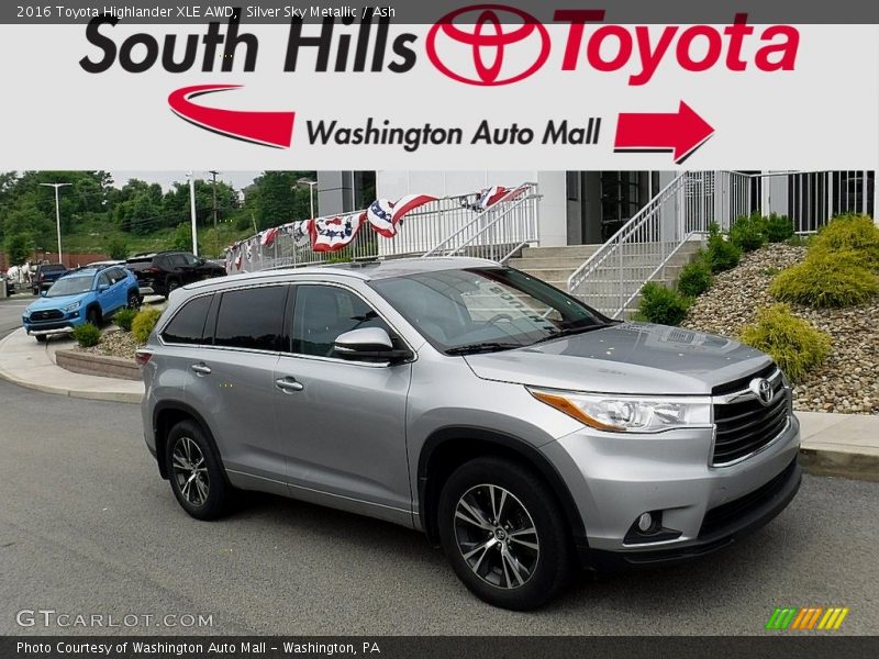 Silver Sky Metallic / Ash 2016 Toyota Highlander XLE AWD