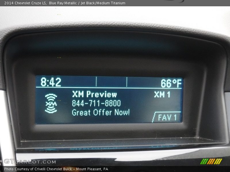 Blue Ray Metallic / Jet Black/Medium Titanium 2014 Chevrolet Cruze LS