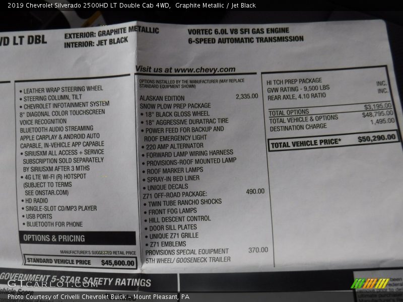 Graphite Metallic / Jet Black 2019 Chevrolet Silverado 2500HD LT Double Cab 4WD