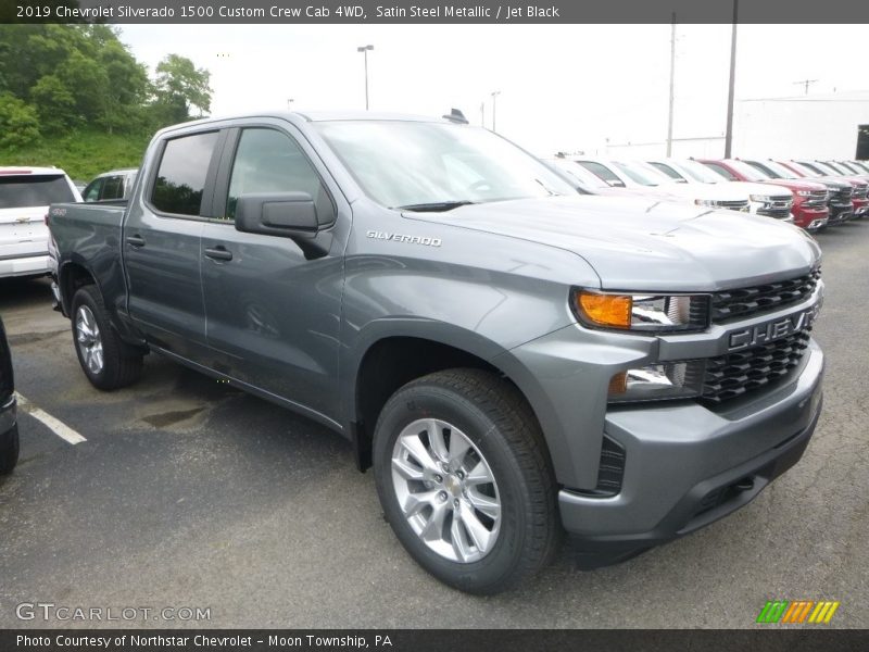 Satin Steel Metallic / Jet Black 2019 Chevrolet Silverado 1500 Custom Crew Cab 4WD