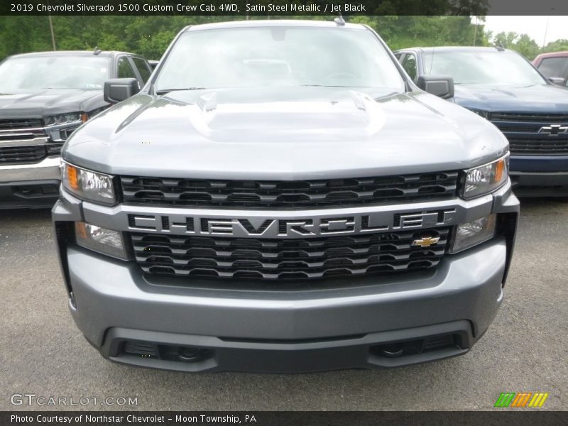 Satin Steel Metallic / Jet Black 2019 Chevrolet Silverado 1500 Custom Crew Cab 4WD