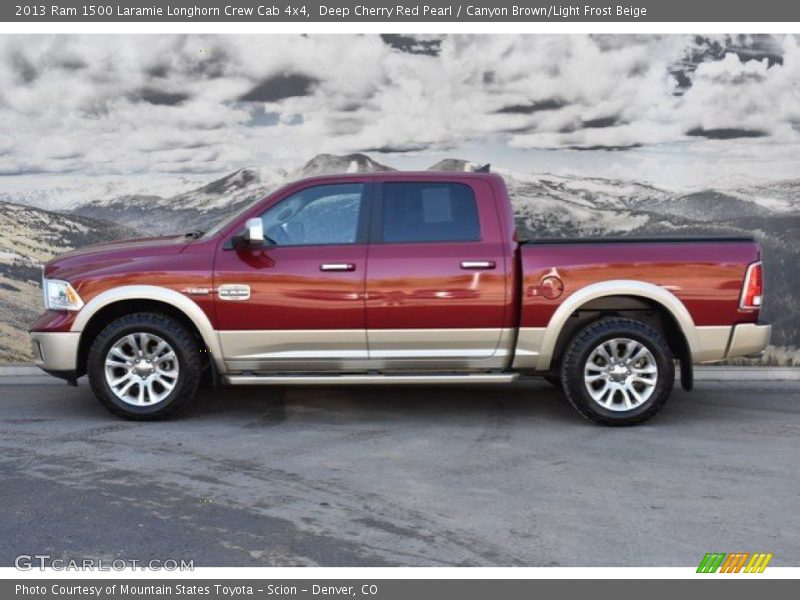 Deep Cherry Red Pearl / Canyon Brown/Light Frost Beige 2013 Ram 1500 Laramie Longhorn Crew Cab 4x4