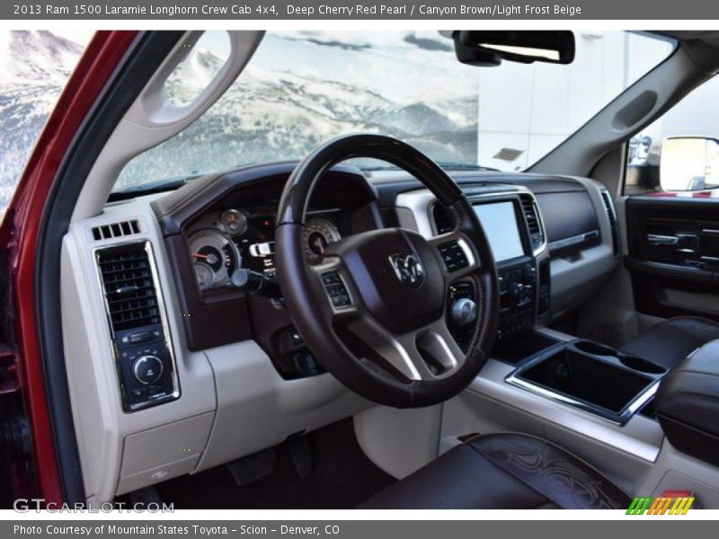 Deep Cherry Red Pearl / Canyon Brown/Light Frost Beige 2013 Ram 1500 Laramie Longhorn Crew Cab 4x4