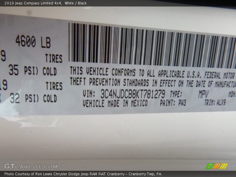 White / Black 2019 Jeep Compass Limited 4x4