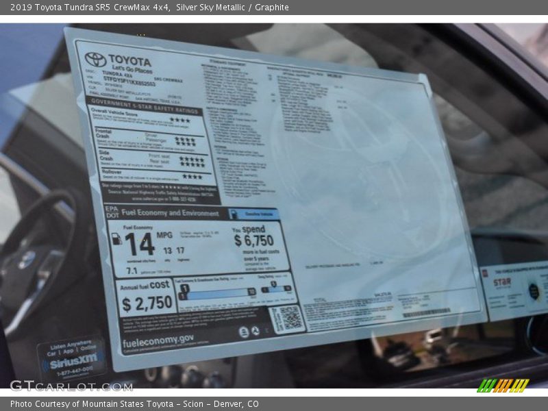 Silver Sky Metallic / Graphite 2019 Toyota Tundra SR5 CrewMax 4x4