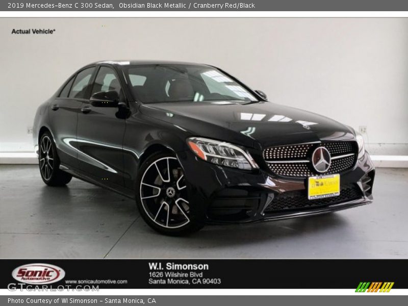 Obsidian Black Metallic / Cranberry Red/Black 2019 Mercedes-Benz C 300 Sedan