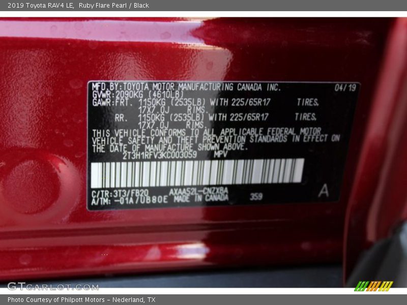 Ruby Flare Pearl / Black 2019 Toyota RAV4 LE