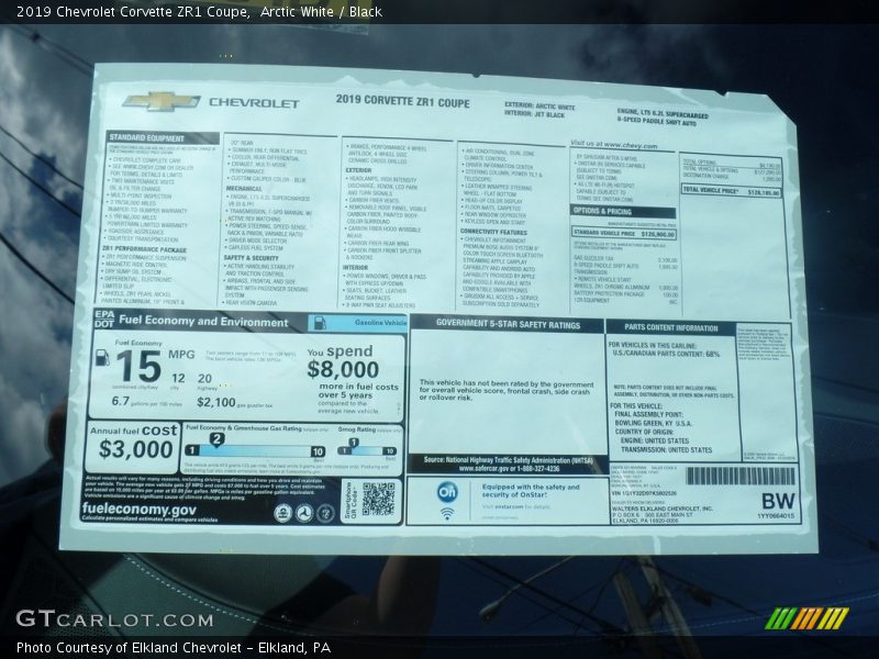  2019 Corvette ZR1 Coupe Window Sticker
