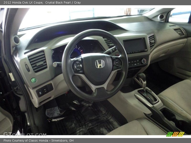 Crystal Black Pearl / Gray 2012 Honda Civic LX Coupe