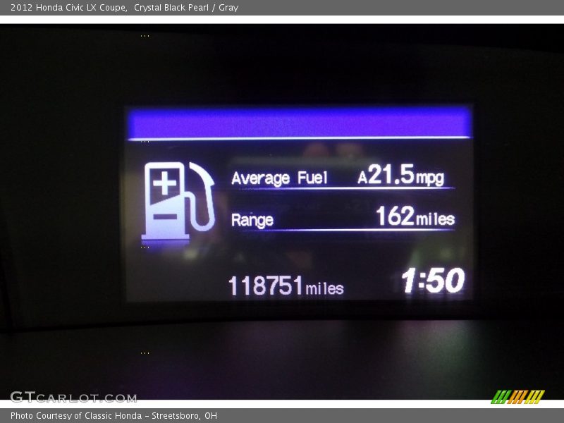 Crystal Black Pearl / Gray 2012 Honda Civic LX Coupe