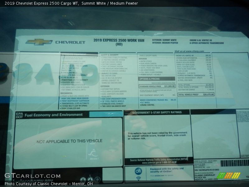 Summit White / Medium Pewter 2019 Chevrolet Express 2500 Cargo WT