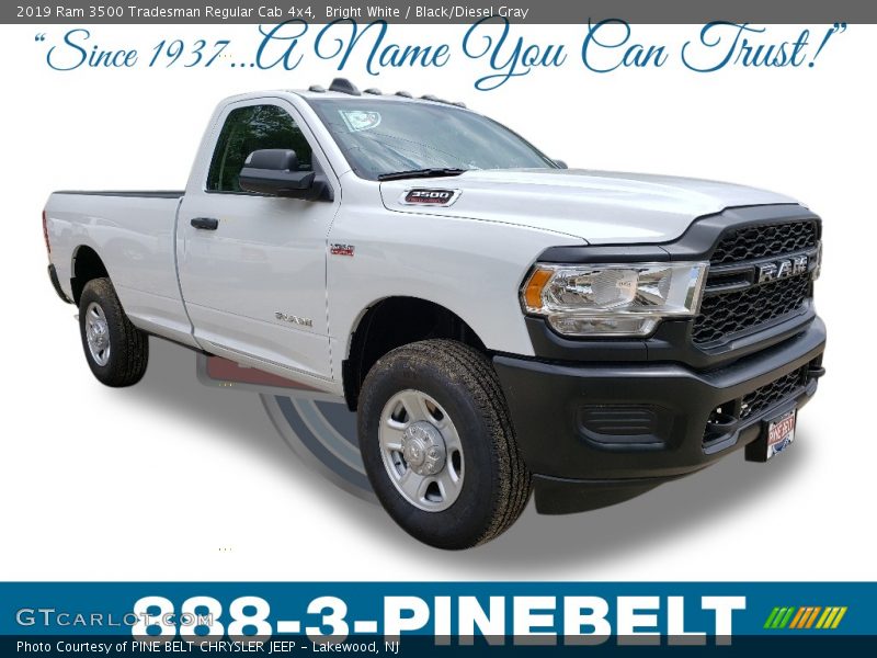 Bright White / Black/Diesel Gray 2019 Ram 3500 Tradesman Regular Cab 4x4