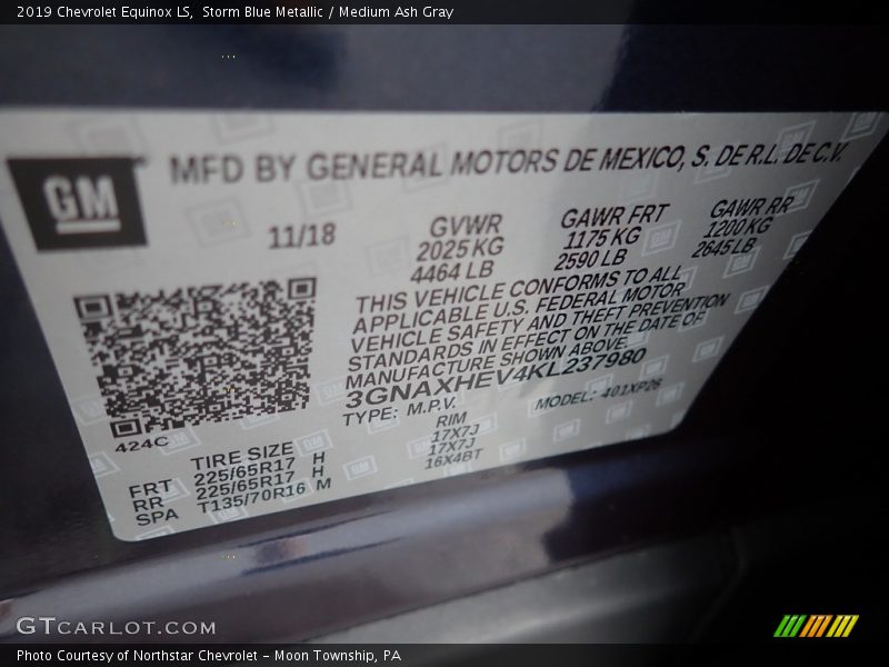 Storm Blue Metallic / Medium Ash Gray 2019 Chevrolet Equinox LS
