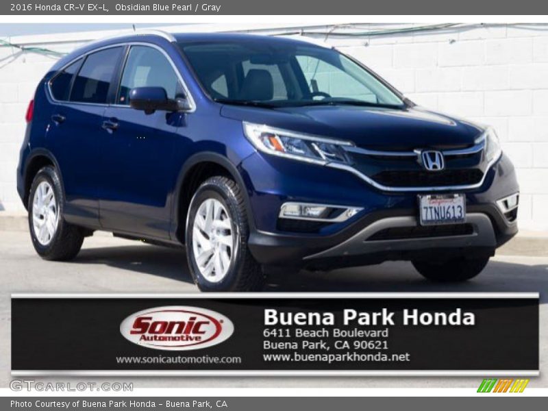 Obsidian Blue Pearl / Gray 2016 Honda CR-V EX-L