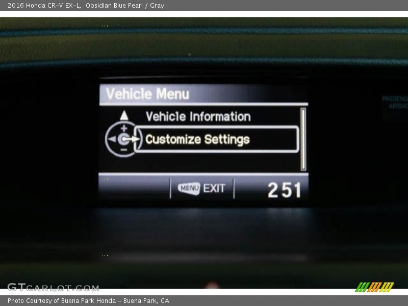 Obsidian Blue Pearl / Gray 2016 Honda CR-V EX-L
