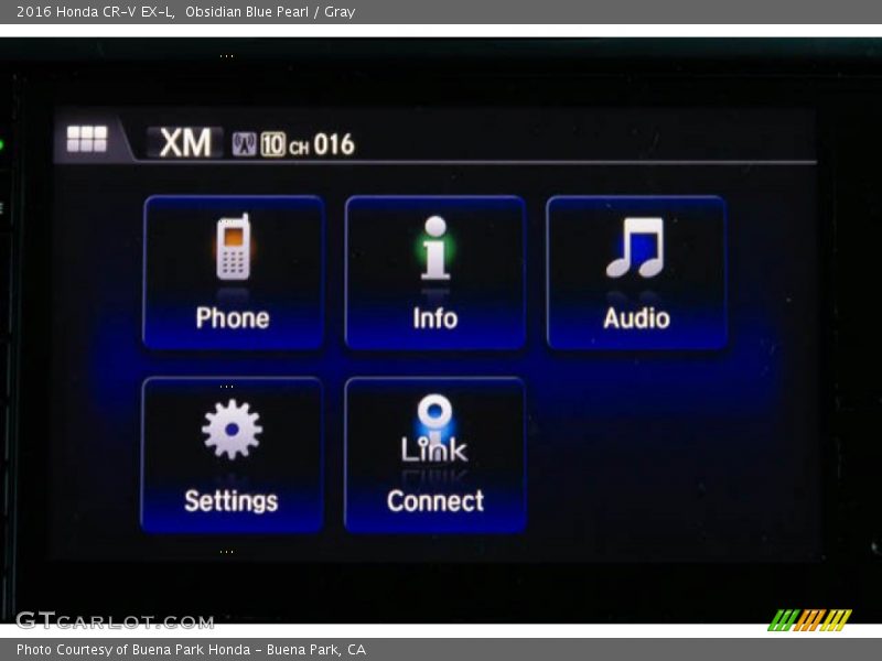 Obsidian Blue Pearl / Gray 2016 Honda CR-V EX-L