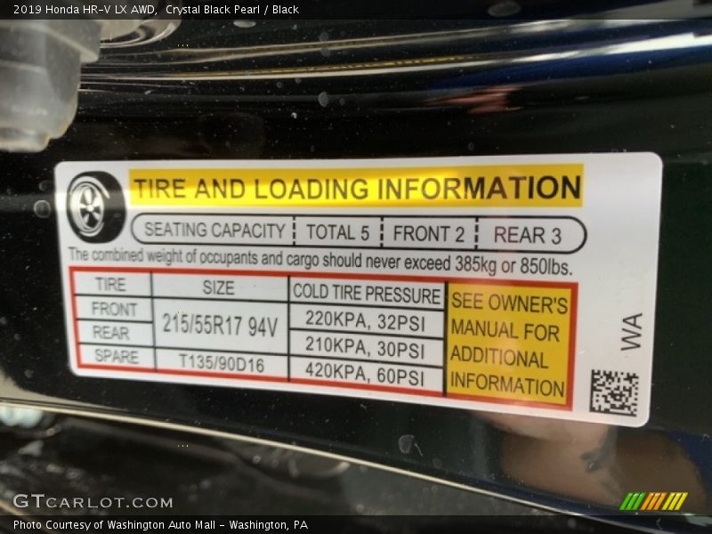 Crystal Black Pearl / Black 2019 Honda HR-V LX AWD