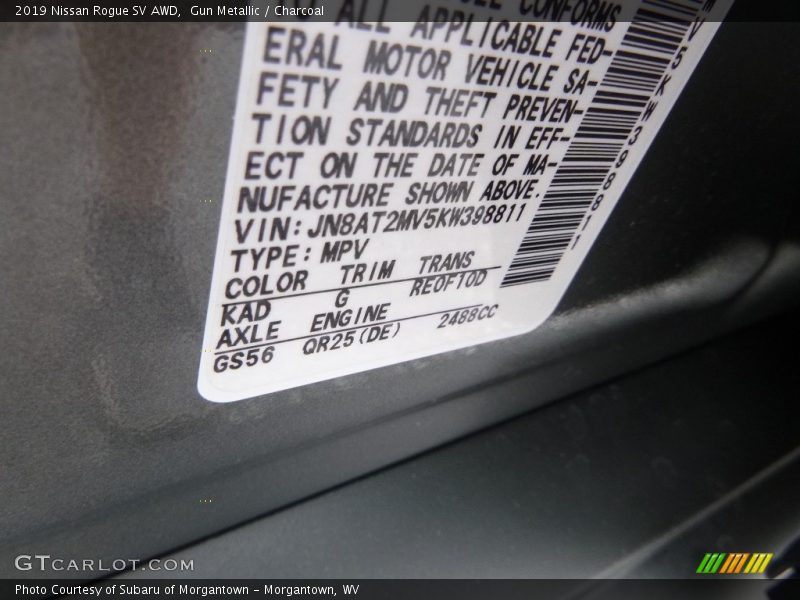 Gun Metallic / Charcoal 2019 Nissan Rogue SV AWD