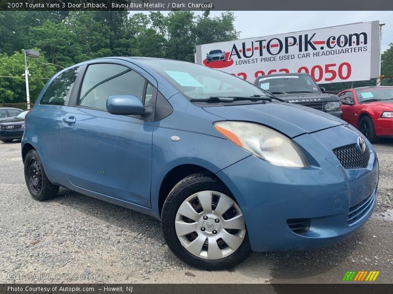 Bayou Blue Metallic / Dark Charcoal 2007 Toyota Yaris 3 Door Liftback