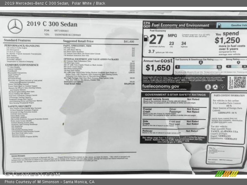 Polar White / Black 2019 Mercedes-Benz C 300 Sedan