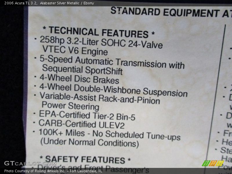 Alabaster Silver Metallic / Ebony 2006 Acura TL 3.2