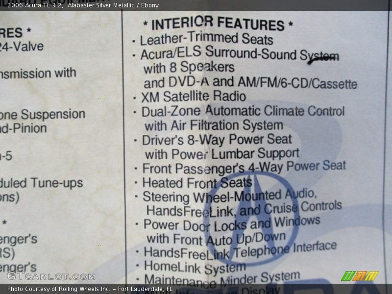 Alabaster Silver Metallic / Ebony 2006 Acura TL 3.2