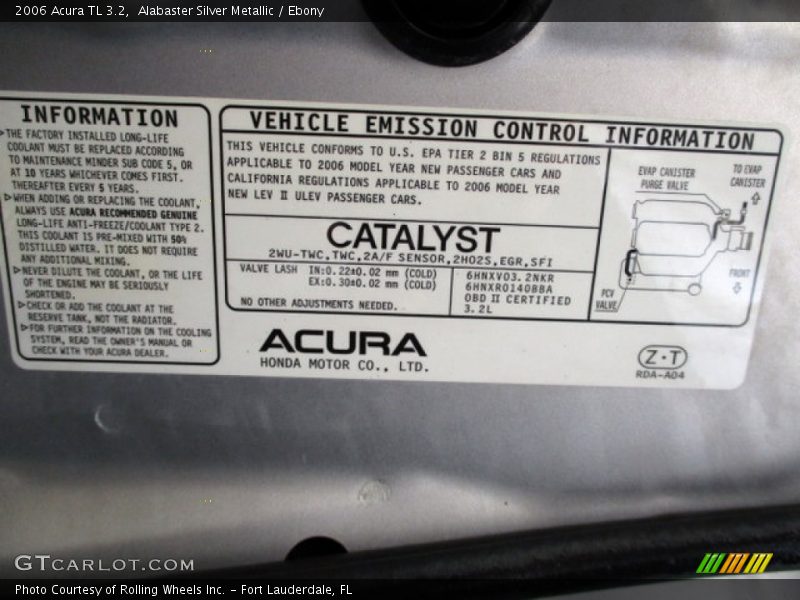 Alabaster Silver Metallic / Ebony 2006 Acura TL 3.2